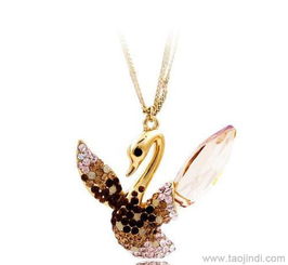 精品水晶香槟色满钻小天鹅毛衣链 价格、厂家、图片与工艺礼品解析